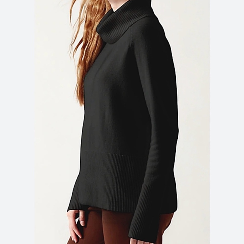 Athleta Alpine Turtleneck Sweater Wool & Cashmere Blend Black Large - Picture 2 of 11